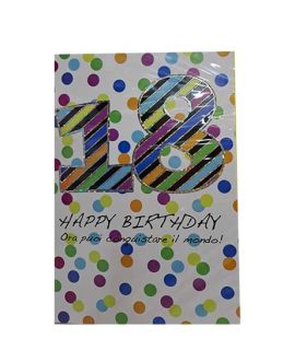 Biglietto 18 anni con pois e strisce