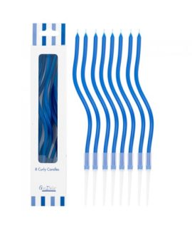8 Candeline Curly 12.5 cm AZZURRO