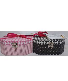 Cofanetto ottagonale basso pois e pied de poule FLAMIGNI