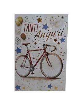Biglietto auguri con bicicletta