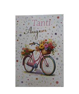 Biglietto auguri con bicicletta