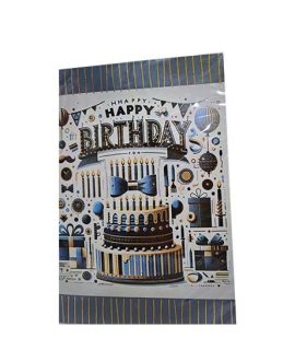 Biglietto Happy Birthday con papillon e baffi