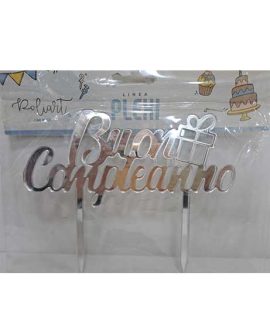 Topper BUON COMPLEANNO Argento