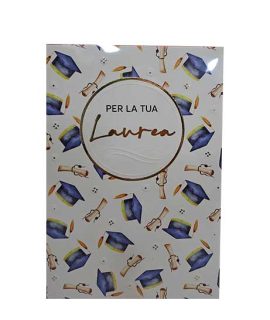 Biglietto laurea con cappelli blu