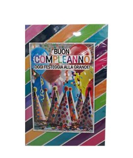 Biglietto compleanno con cappellini festa