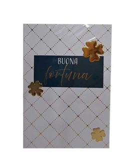 Biglietto Buona Fortuna con quadrifogli