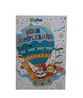 Biglietto Buon Compleanno con mongolfiera