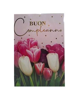 Biglietto compleanno con tulipani