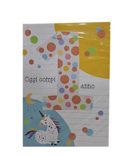 Biglietto Primo compleanno con UNICORNO