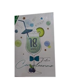 Biglietto 18 anni con bicchiere verde