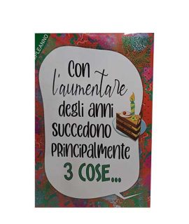 Biglietto compleanno verde con 3 COSE