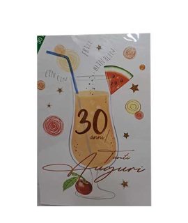 Biglietto 30 anni con bicchiere pesca