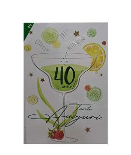 Biglietto 40 anni con bicchiere verde
