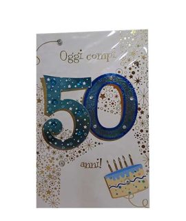 Biglietto 50 anni talking con torta