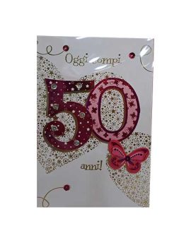 Biglietto 50 anni talking con farfalla