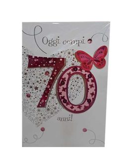 Biglietto 70 anni talking con farfalla