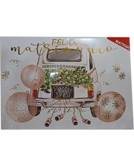 Biglietto matrimonio con auto e palloncini