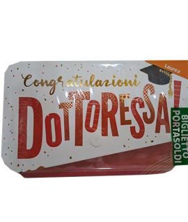 Biglietto Laurea con bottone DOTTORESSA