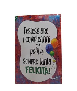 Biglietto compleanno rosso con FELICITA'