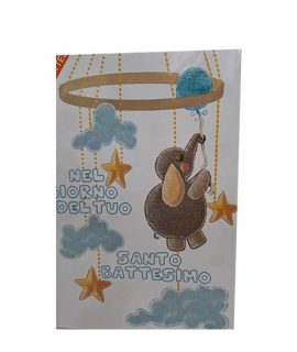 Biglietto Battesimo con STELLE e NUVOLE