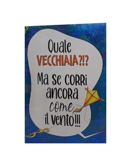 Biglietto compleanno blu con VECCHIAIA