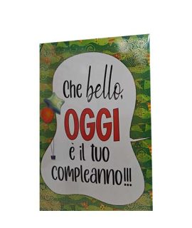 Biglietto compleanno verde con palloncini