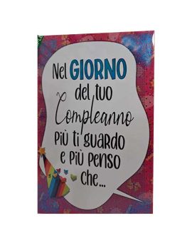 Biglietto compleanno con cappellino rigato