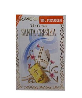 Biglietto Cresima Portasoldi celeste
