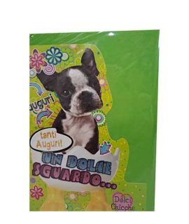 Biglietto auguri con cane nella ciotola