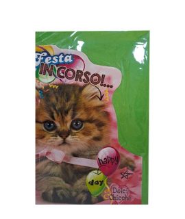 Biglietto auguri con gattino col fiocco
