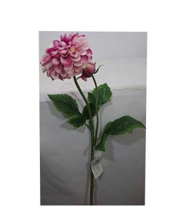 Dalia artificiale con foglie sfumata lilla-rosa