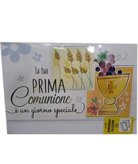 Biglietto COMUNIONE portasoldi con spighe di grano