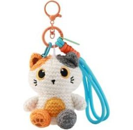 Portachiavi Crochet I-TOTAL GATTO CON ORECCHIE COLORATE