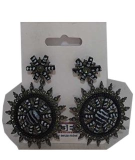 Orecchini neri e bianchi con pietre e strass